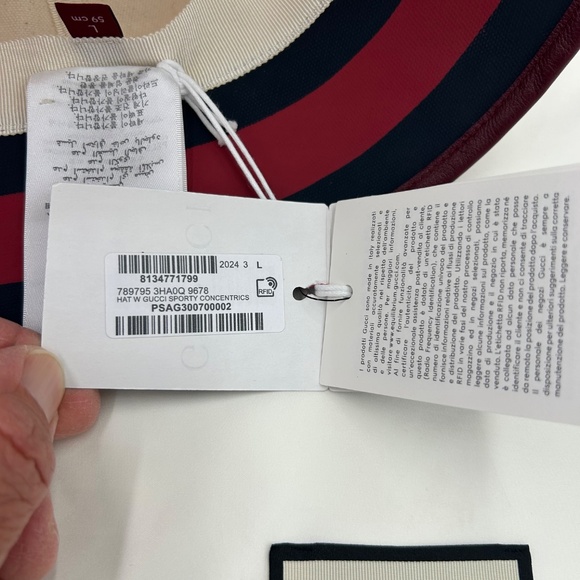 Women’s Gucci, striped canvas, bucket, hat, size large made in Italy - Picture 8 of 8